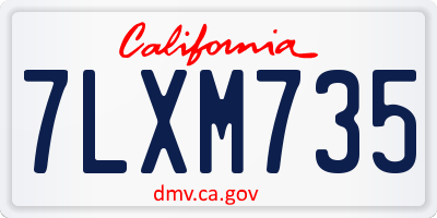 CA license plate 7LXM735