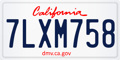 CA license plate 7LXM758