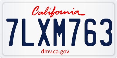CA license plate 7LXM763