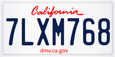 CA license plate 7LXM768