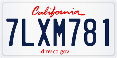CA license plate 7LXM781