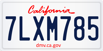 CA license plate 7LXM785