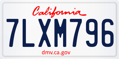 CA license plate 7LXM796