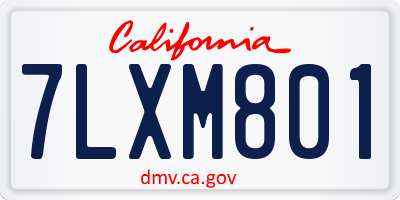 CA license plate 7LXM801