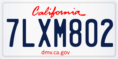 CA license plate 7LXM802