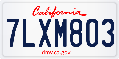 CA license plate 7LXM803