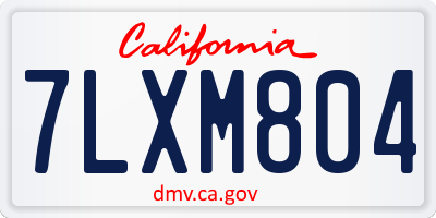 CA license plate 7LXM804