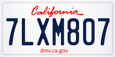 CA license plate 7LXM807