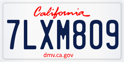 CA license plate 7LXM809
