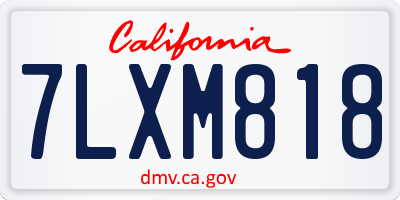 CA license plate 7LXM818