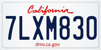 CA license plate 7LXM830