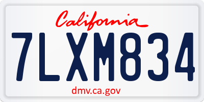 CA license plate 7LXM834