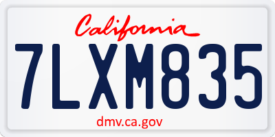 CA license plate 7LXM835