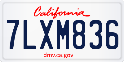 CA license plate 7LXM836