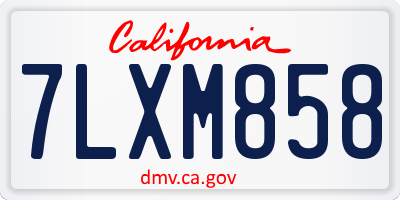 CA license plate 7LXM858