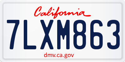 CA license plate 7LXM863