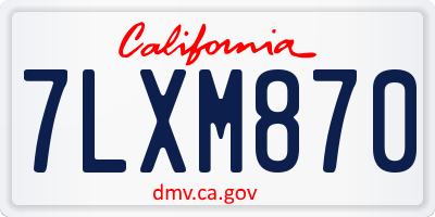 CA license plate 7LXM870