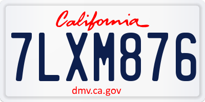 CA license plate 7LXM876