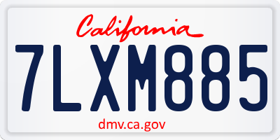 CA license plate 7LXM885