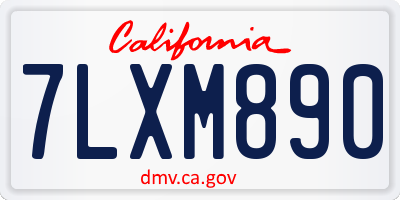 CA license plate 7LXM890