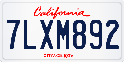CA license plate 7LXM892