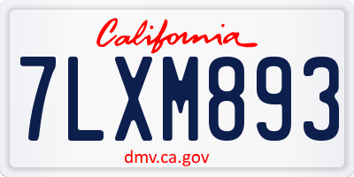 CA license plate 7LXM893