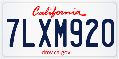 CA license plate 7LXM920