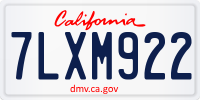 CA license plate 7LXM922