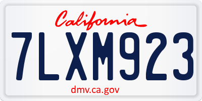 CA license plate 7LXM923