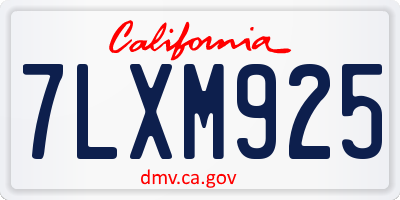 CA license plate 7LXM925