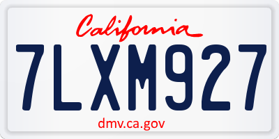 CA license plate 7LXM927