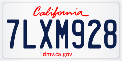 CA license plate 7LXM928
