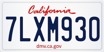 CA license plate 7LXM930