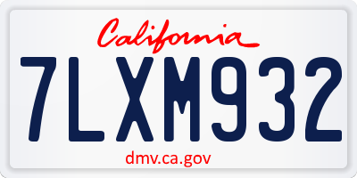 CA license plate 7LXM932