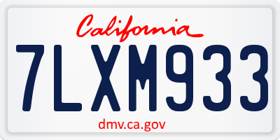 CA license plate 7LXM933