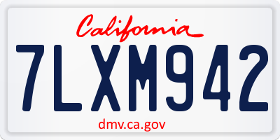 CA license plate 7LXM942