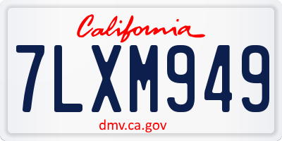 CA license plate 7LXM949