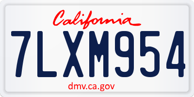 CA license plate 7LXM954