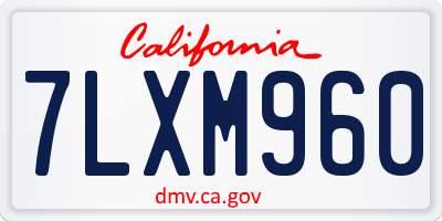 CA license plate 7LXM960