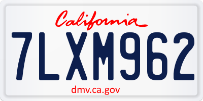 CA license plate 7LXM962