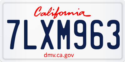 CA license plate 7LXM963