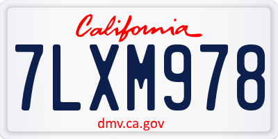 CA license plate 7LXM978