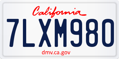 CA license plate 7LXM980