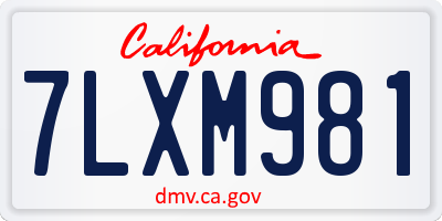 CA license plate 7LXM981