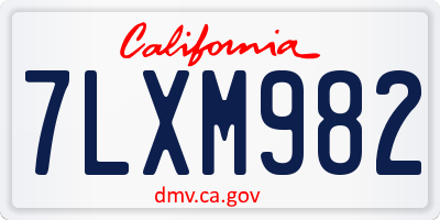 CA license plate 7LXM982