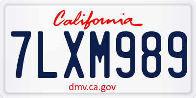 CA license plate 7LXM989