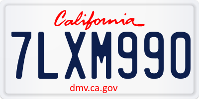 CA license plate 7LXM990