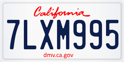CA license plate 7LXM995