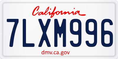 CA license plate 7LXM996
