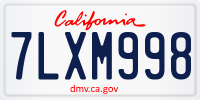 CA license plate 7LXM998